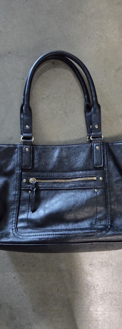Classic Black Leather Tote Bag By INC